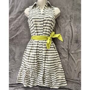 ANTHROPOLOGIE PORRIDGE Womens Shirt Dress 0 Sun Washed Stripe Belted Preppy